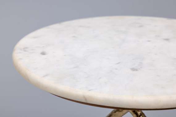 Кофейный столик Oval, Ø38х61 см, белый мрамор, золотая ножка