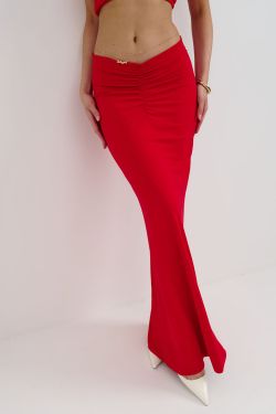 Юбка с драпировкой на бедрах из вискозы красного цвета