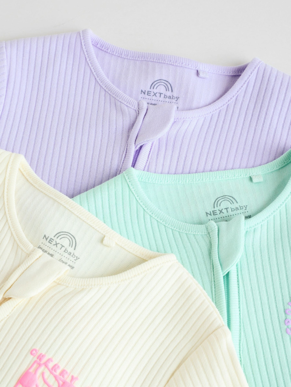 Комбинезон / Cлип для малышей Next E18-348, 3 шт., Светло-зеленый, Светло-желтый, Светло-фиолетовый