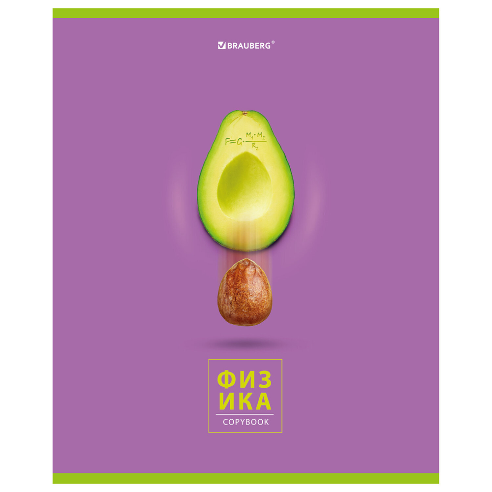 Тетрадь предметная "AVOCADO" 48 л. глянцевый лак ФИЗИКА клетка BRAUBERG (10 штук в упаковке)
