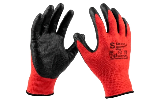 Перчатки нейлоновые с латексным обливом Samtools красно-черные (р. 9)