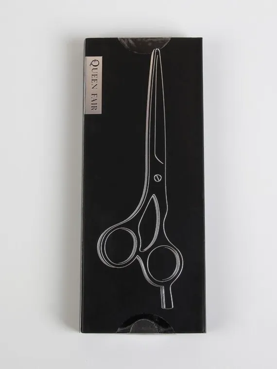 Ножницы парикмахерские с упором «Premium», загнутые кольца, лезвие — 6 см, цвет хамелеон