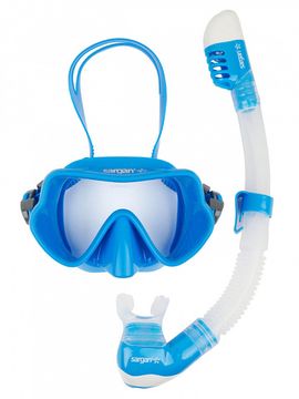 Набор маска+трубка в сумке Sargan Баттерфляй-М прозрачный/голубой