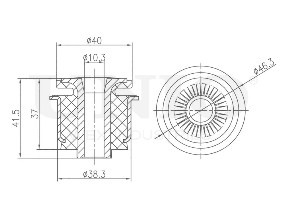 Сайлентблок задний переднего подрамника UNIO RMP-20626
