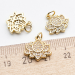 Подвеска Лотос, цвет золото, фианиты, размер 14*13,5 мм, цена за 1 шт