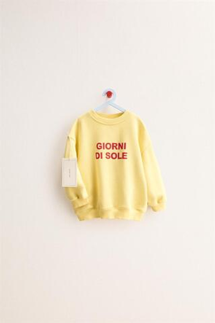 ZARA TIMELESS - ОДНОТОННАЯ ТОЛСТОВКА С НАДПИСЬЮ, ЖЕЛТЫЙ