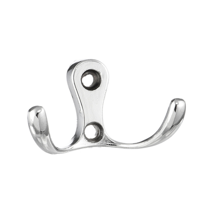 Мебельный крючок, двухрожковый, хром (LT 010)