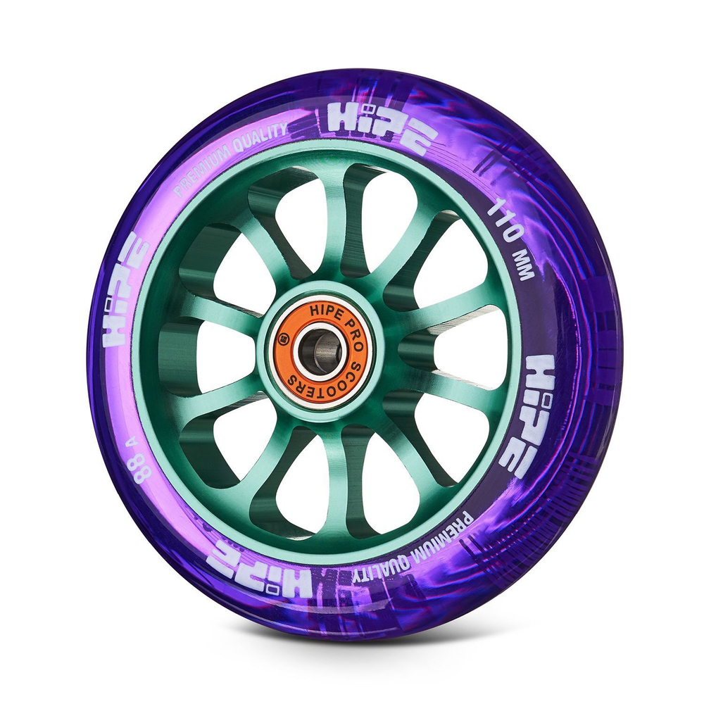 Колесо HIPE 10spoke 110x24 мм, прозрачный голубой/фиолетовый