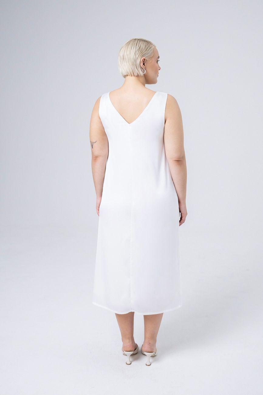 Платье-комбинация двухслойное, на широких бретелях, молочный