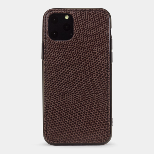 Special order: Чехол-накладка для iPhone 11 Pro из натуральной кожи ящерицы, коричневого цвета