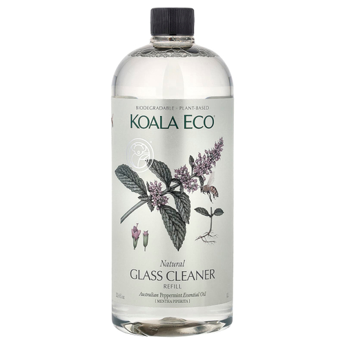 Koala Eco, натуральное средство для мытья стекол, запасной блок, с эфирным маслом австралийской перечной мяты, 1 л (33,8 жидк. унции)