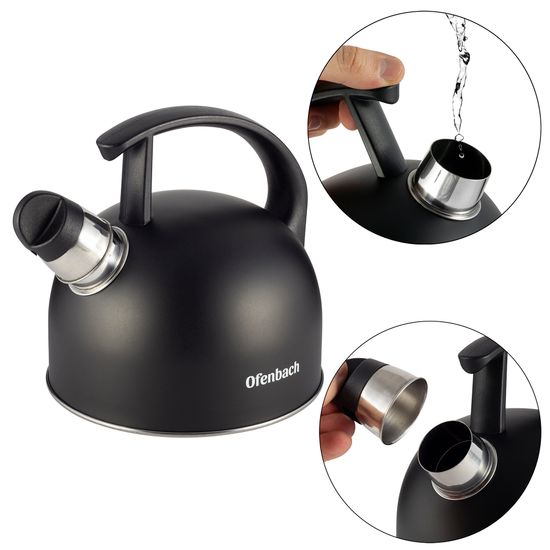 Чайник 1,5 л. из нержавеющей стали со свистком Ofenbach NB-100304 и нейлоновой ручкой