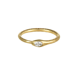 кольцо уроборос с фианитом или белым топазом