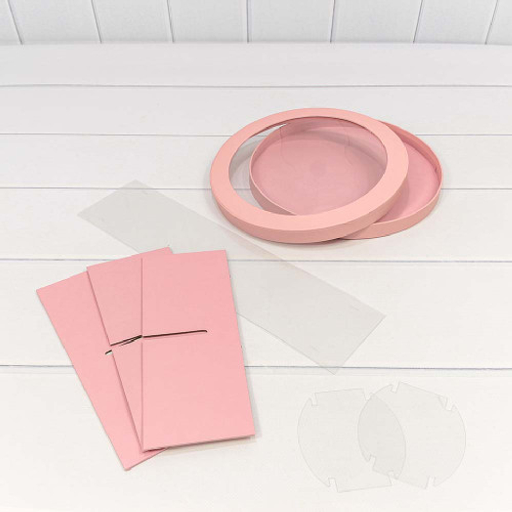 Коробка сборная 25х10 см с окошком (Розовый)