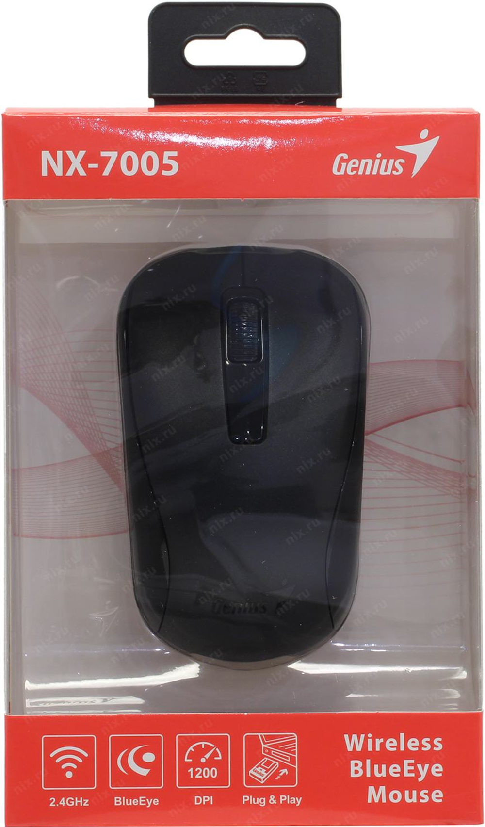 Genius Wireless BlueEye Mouse NX-7005 <Black> (RTL) USB 3btn+Roll  (31030127101/31030017400  )