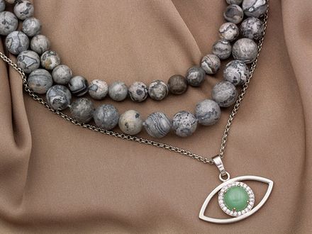 Нить бусин из яшмы 6,6мм, имитация