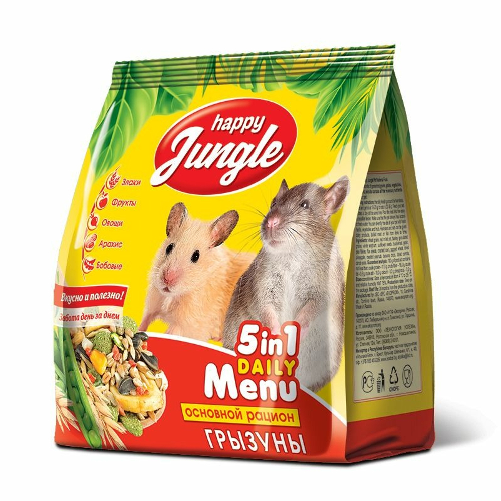 HAPPY JUNGLE Корм для грызунов универсальный 0,35 кг