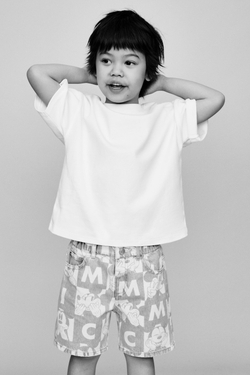 ZARA ДЕНИМОВЫЕ БЕРМУДЫ С ШАХМАТНЫМ ПРИНТОМ MICKEY MOUSE © DISNEY, ГОЛУБОЙ