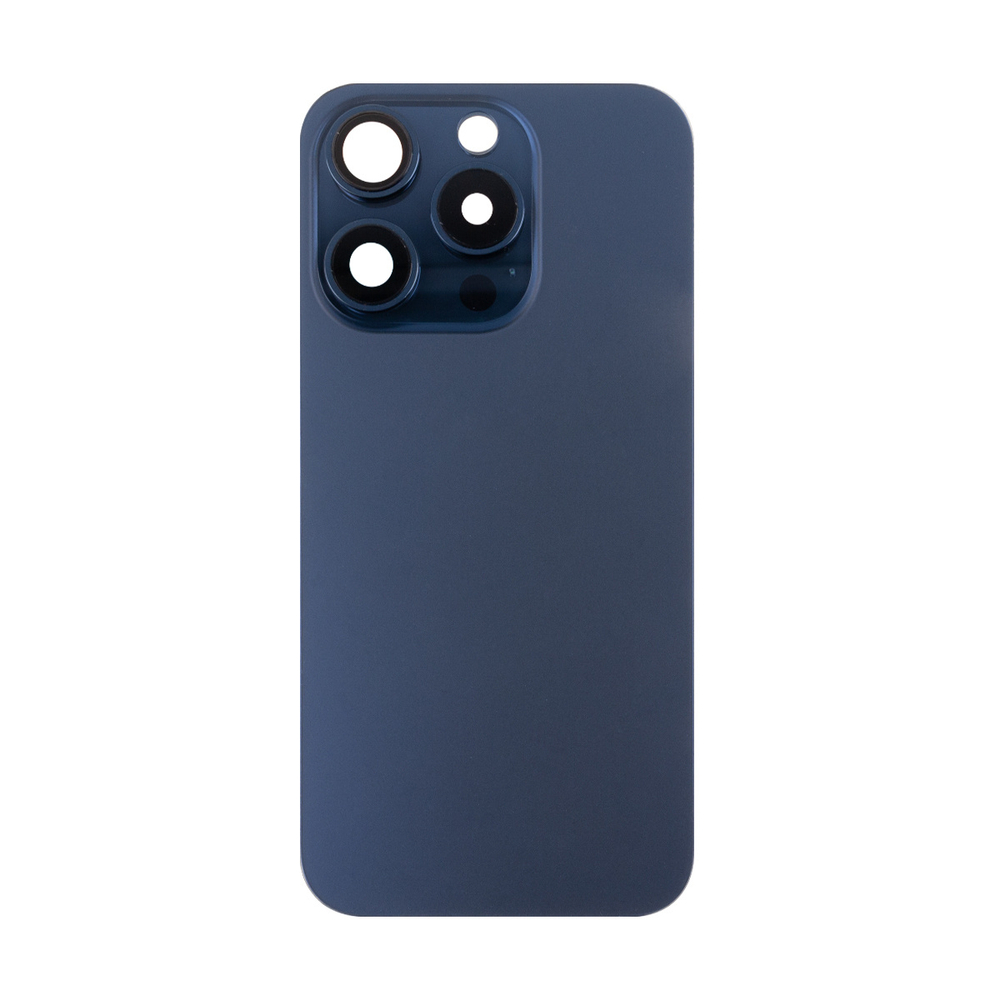 Задняя крышка для Apple iPhone 15 Pro в сборе со стеклом камеры Синий - Премиум