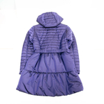 Пальто демисезонное с капюшоном BORELLI Синий/Горизонтальная отстрочка/Серебристая пряжка (Девочка)