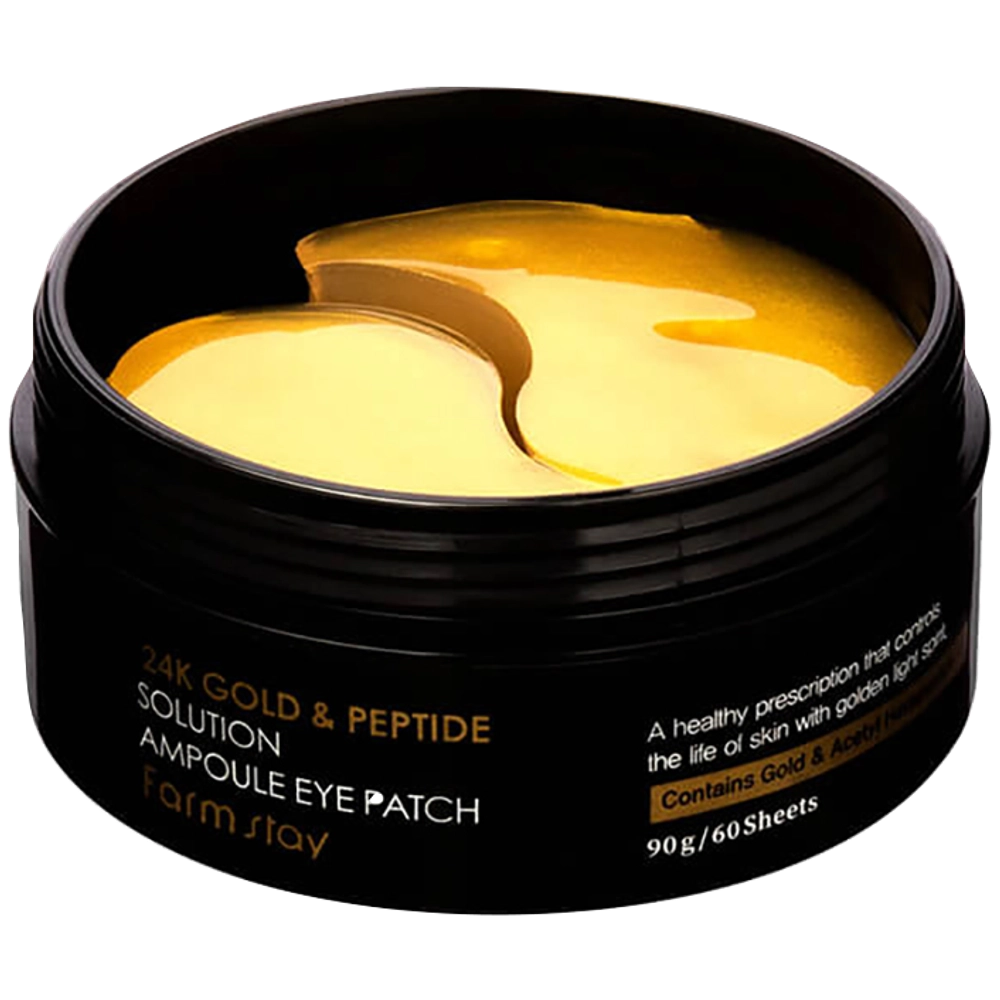 FarmStay Патчи гидрогелевые с 24-х каратным золотом и пептидами - 24K gold & peptide solution, 60шт