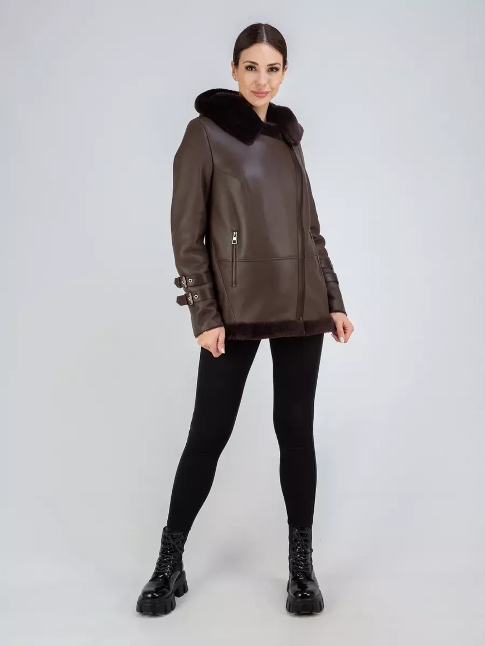 Дубленка авиатор натуральная с капюшоном