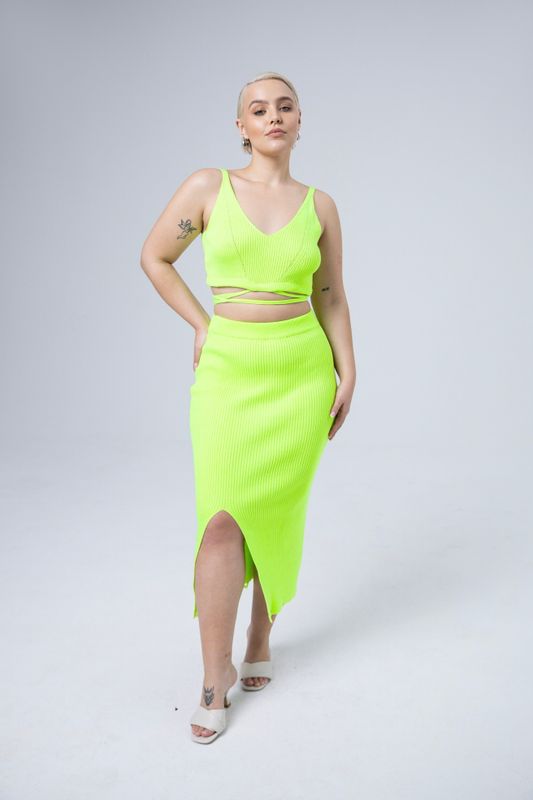 Юбка с рваными краями, желтый неон