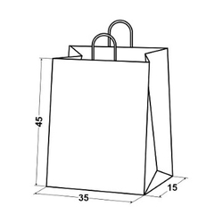 Крафт пакеты с кручеными ручками 45х35х15см, 70гр/м белые (1/250шт)