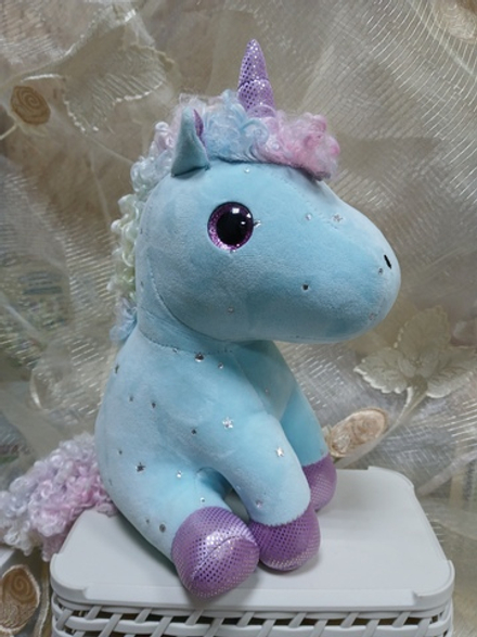 Единорог голубой, 26 см, сидит