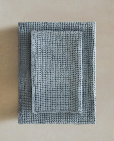 Zara Home - Толстое банное полотенце с вафельной текстурой, синий, 50х90 см