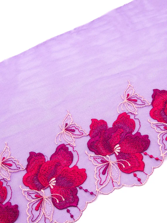 05-145 ОПТ Вышивка на неэл. сетке 21 см, фуксия (правая)