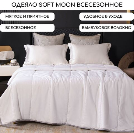 Одеяло Soft Moon Всесезонное SM002 черно-белый кант 200*220 см