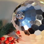 Шар новогодний 1шт 15см "Соты", цвет серебро