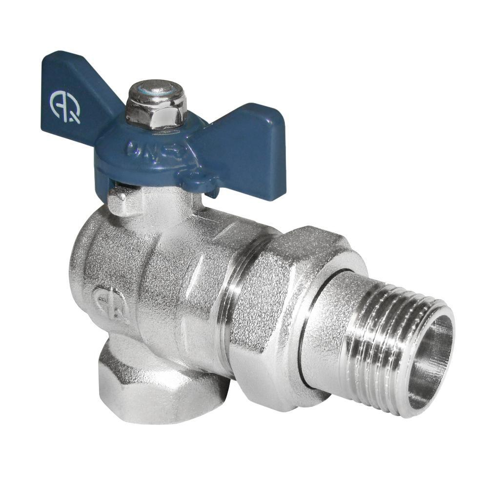 Кран шаровый угловой с полусгоном (с угловой американкой) 1/2" бант,MP-У