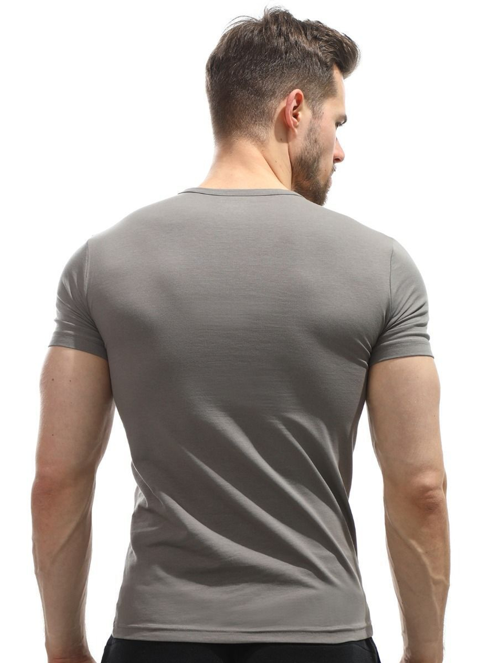 Мужская хлопковая футболка с V-образным вырезом горловины (Размер: M) (Цвет: белый)