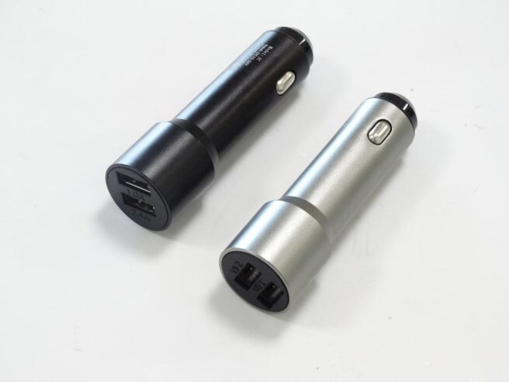 Зарядное устр-во в прикур. 2 USB 2.4A и 1A металл, удлиненный (KPR)