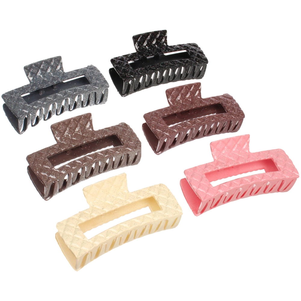 Заколка - краб для волос «AKS - MANTANA», микс 6 цветов, прямоугольник,10,5*3,5см