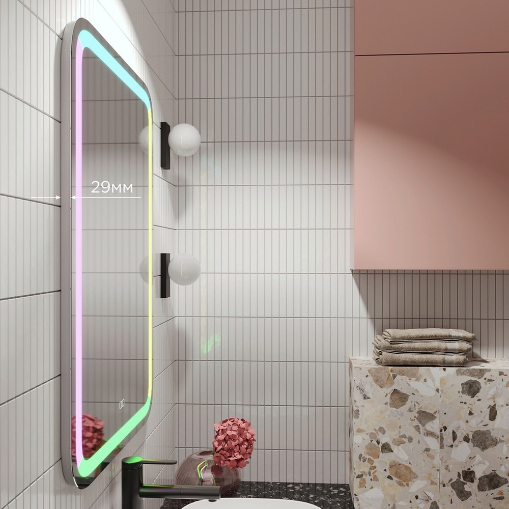 Зеркало MIXLINE "Мальта" RGB 550*800 (ШВ) сенсорный выключатель, МУЛЬТИ-ЦВЕТ