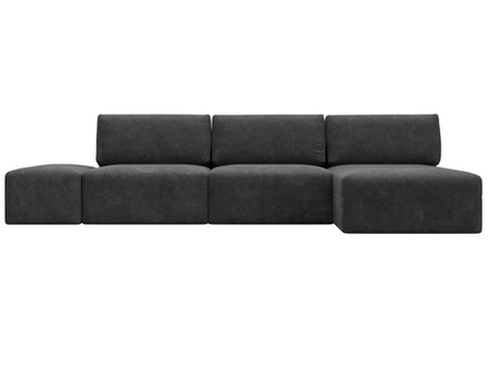 Диван угловой модульный с пуфом Лига-060 НПБ Лонг угол универсальный, BRUT 16 темно-серый, Велюр, 129527