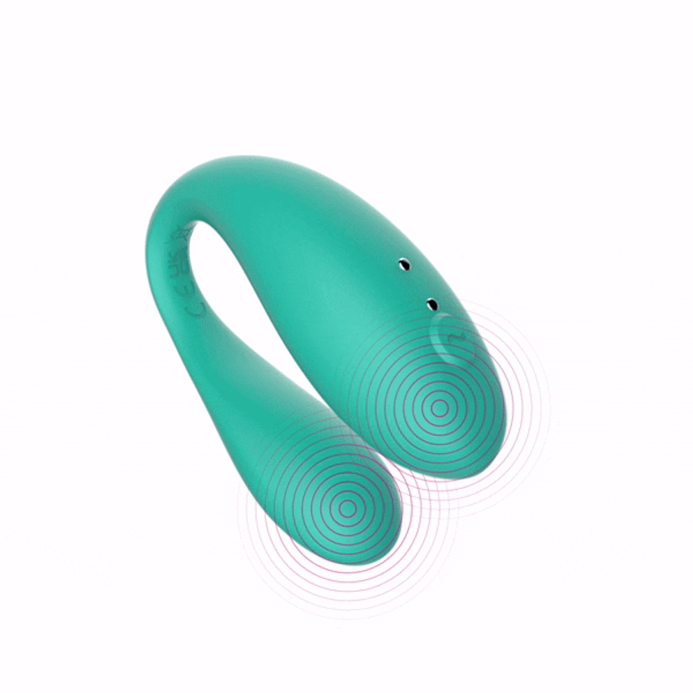 Мятный вибромассажер 8см для пар с управлением через приложение Amovibe Twin Tiffany