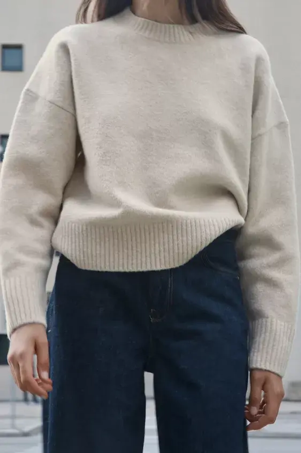 ZARA СВИТЕР ИЗ МЯГКОГО ТРИКОТАЖА, ЭКРЮ