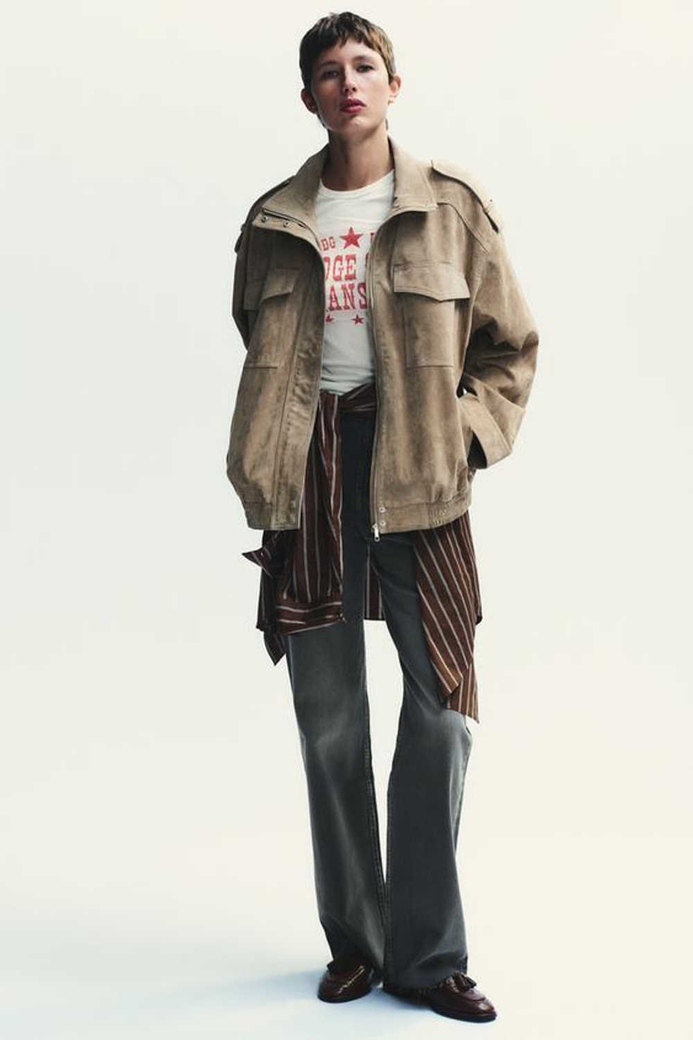 ZARA ДЖИНСЫ TRF WIDE-LEG С ВЫСОКОЙ ПОСАДКОЙ FULL LENGTH, АНТРАЦИТОВО-СЕРЫЙ