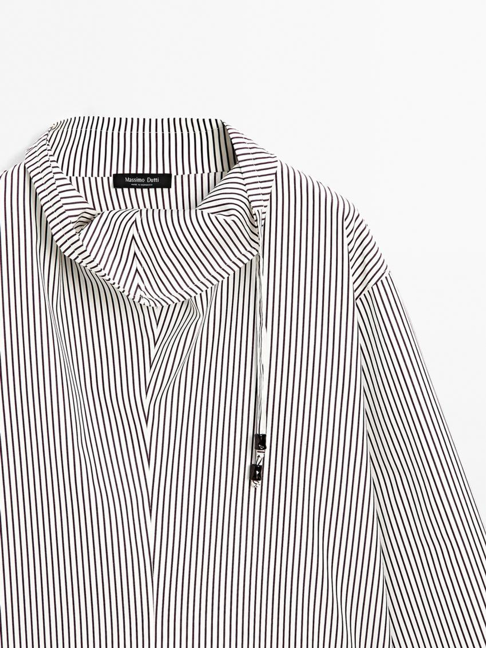 Massimo Dutti Рубашка с воротником на шнурке, белый