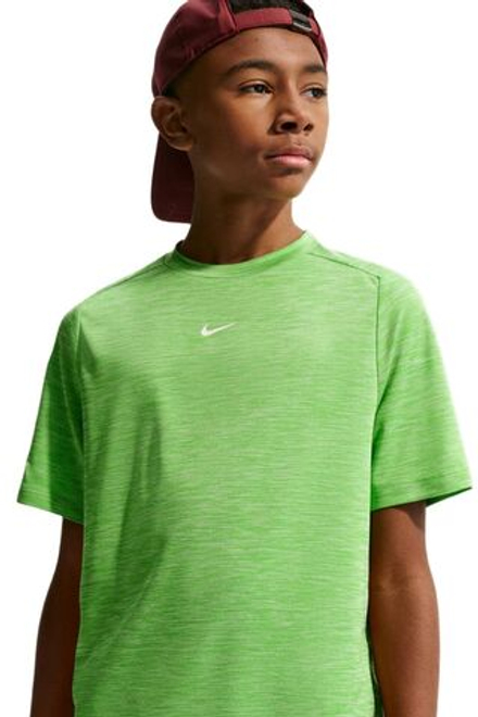 Детская теннисная футболка Nike Boys Multi Dri-FIT Short-Sleeve - mean green/light liquid lime/heather/white