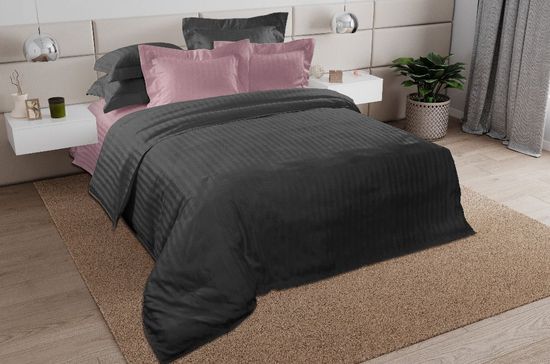 Двуспальный с европростынёй комплект постельного белья Роки роуд Страйп-сатин 2 нав.