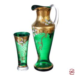 Набор 7 предметов графин и стаканы AS Crystal зелен.