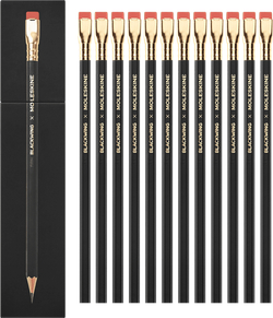 Набор карандашей FIRM Blackwing x Moleskine (EWBKWSU01F12SET) красный ластик, золотой зажим, 12 шт. в футляре