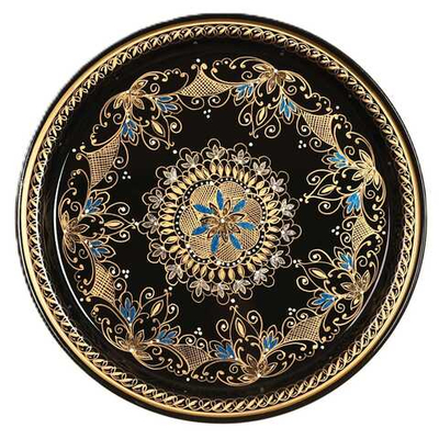 Жостовский поднос орнаментальный декоративный, размер 22 см (A5), металлический