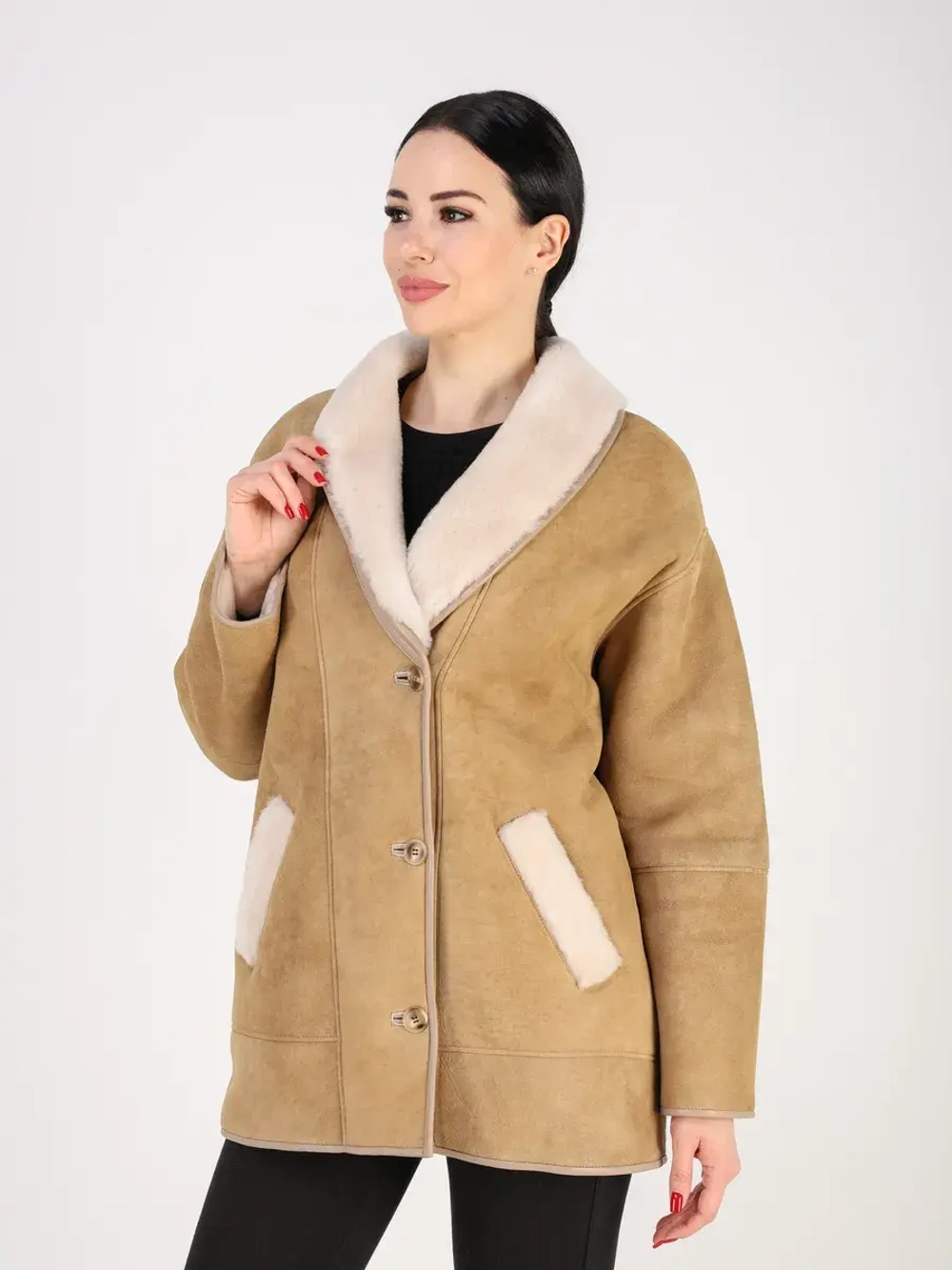 Дубленка зимняя натуральная оверсайз