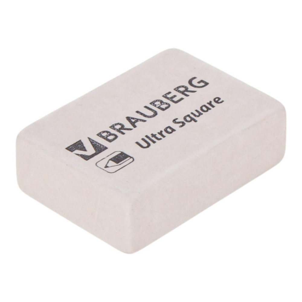 Ластик BRAUBERG "Ultra Square", 26х18х8мм, белый, натуральный каучук, 228707